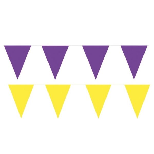 Yellow and Purple thema party vlaggetjes