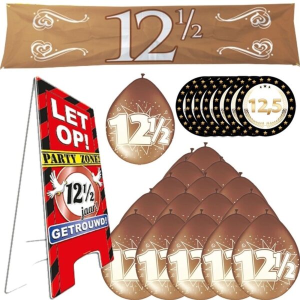 12,5 jaar getrouwd feestartikelen pakket XXL