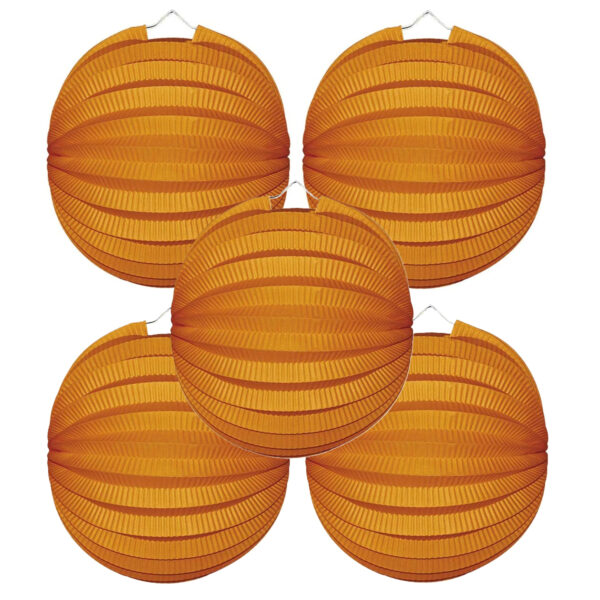 5 ronde oranje lampionnen