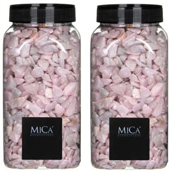 2x mica decorations decoratie steentjes - gras groen - 650 ml - 5-8 mm - hobbystenen