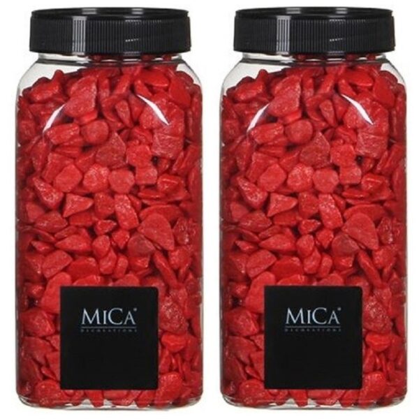 2x mica decorations decoratie/hobby steentjes - rood - 650 ml - 5-8 mm
