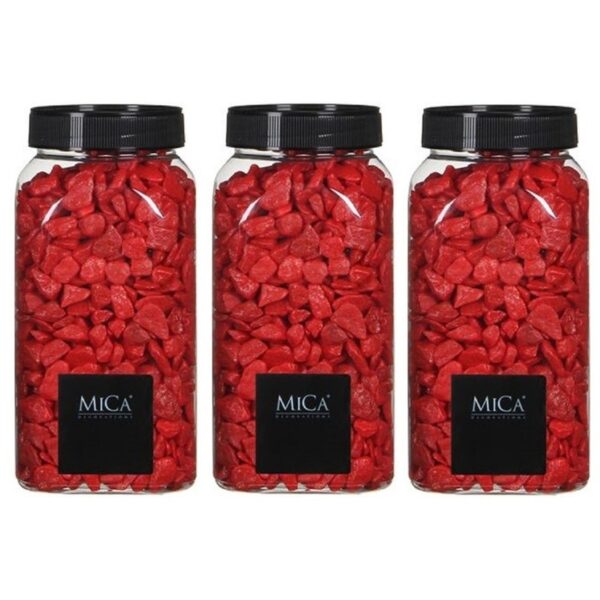 3x mica decorations decoratie/hobby steentjes - rood - 650 ml - 5-8 mm