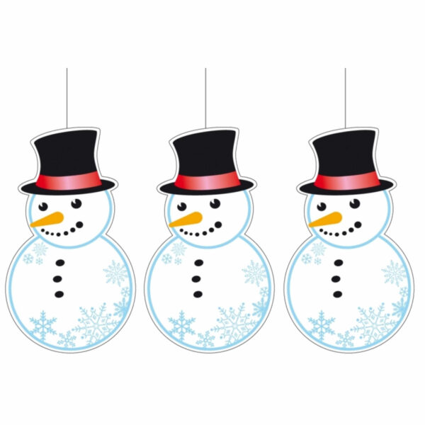 Kerst hangdecoratie sneeuwpop - 3x - 41 x 25 cm - Winter versiering