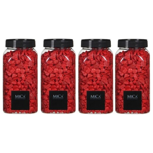 Mica Decorations Decoratie steentjes - 4x - rood - 650 ml -