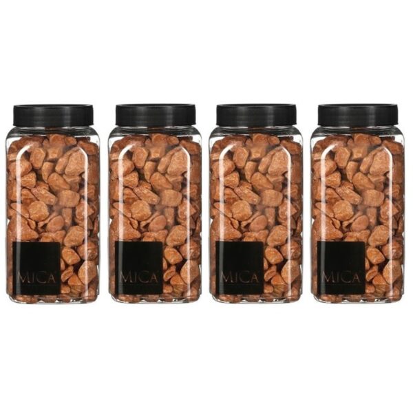 4x Mica decoratie steentjes/kiezeltjes terra cotta 650 ml