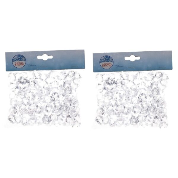 Decoris ijsblokjes - 2x - transparant - kunststof - 1,5 cm - 200 gram - decoratie - winter themafees