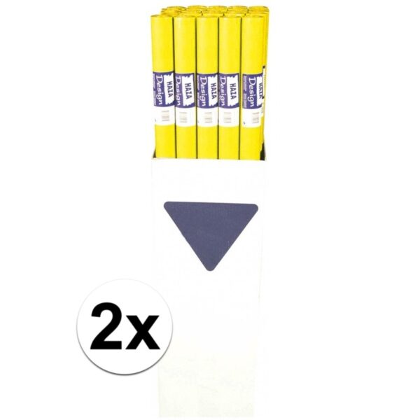 Tafelkleed op rol - 2x - papier - 800 x 118 cm - geel - Lange tafels -