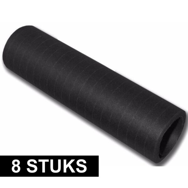 8x Griezelige serpentine rolletjes zwart 4 meter