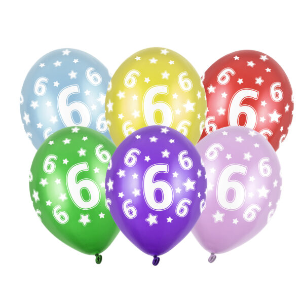 Verjaardag feest ballon - leeftijd 6 jaar - 18x stuks - met sterretjes