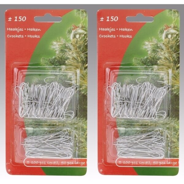 Kerstboom decoratie kerstbalhaakjes zilver 300 stuks