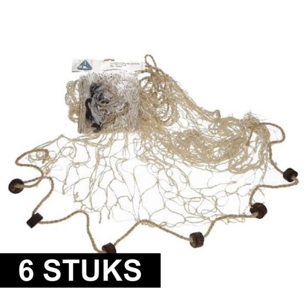 6x Decoratieve visnetten naturel kleur