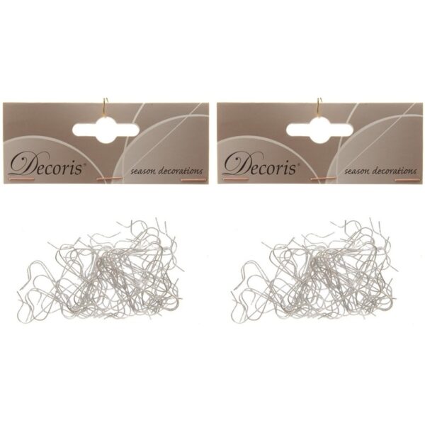 Decoris Kerstbalhaakjes - 100x st - zilver - 3,5 cm - ophanghaakjes