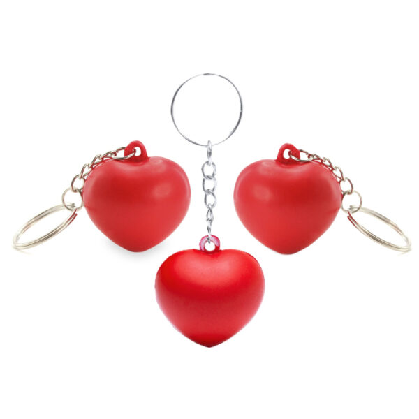 30x Stressbal sleutelhanger hartje 3,6 cm