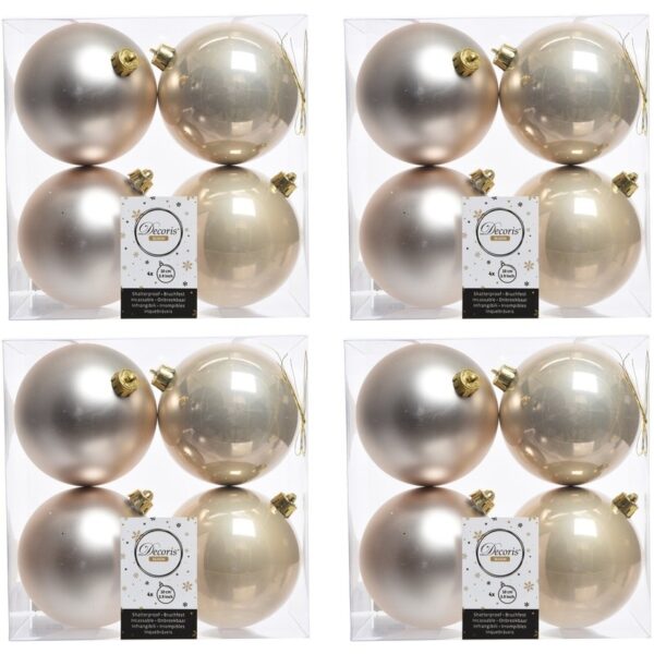 Decoris Kerstballen - 16x st - licht champagne - 10 cm - kunststof