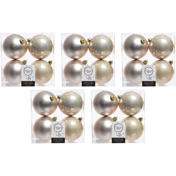 Decoris Kerstballen - 20x st - licht parel/champagne - 10 cm - kunststof - kerstversiering