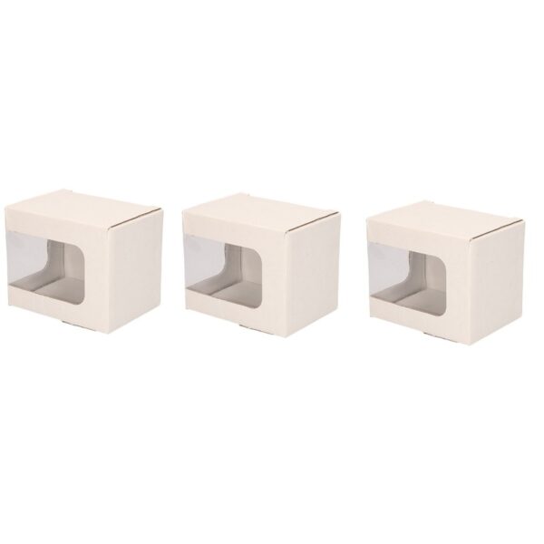 3x Wit mokkendoosje/ mokken verpakking met venstertje en klep deksel