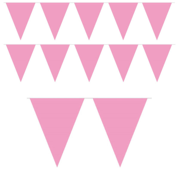 3x Mini vlaggenlijn/slinger versiering baby roze