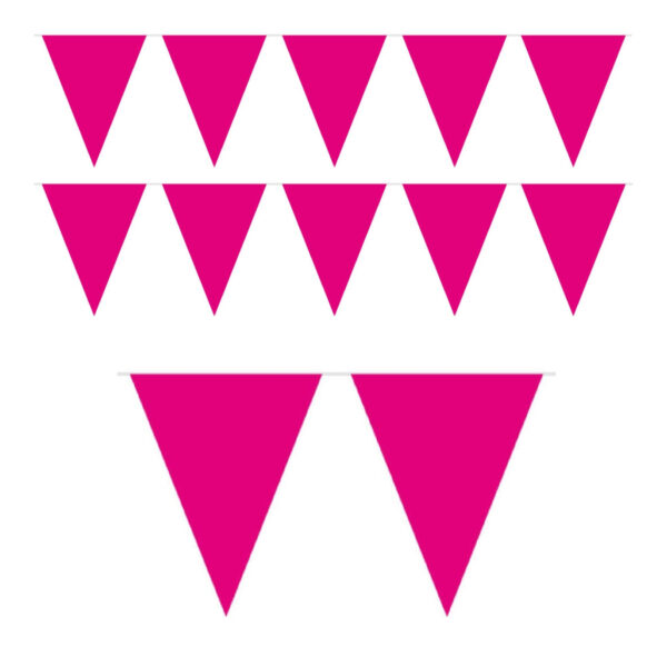 3x magenta magenta roze mini vlaggenlijn feestversiering