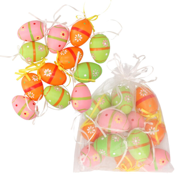 Season Deco Paaseieren - 36x - vrolijke gekleurd - bloemen motief