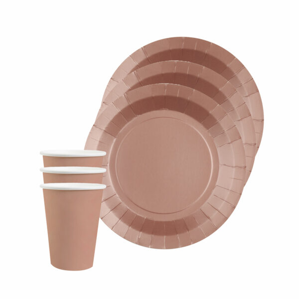 Santex 10x taart/gebak bordjes en bekertjes - rose goud