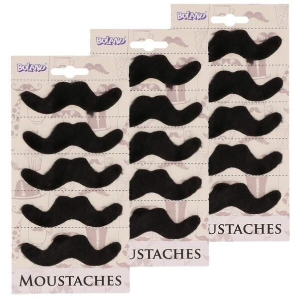 Boland Party Mexicaanse snorren - 15x - zwart -nepsnorren - plaksnorren