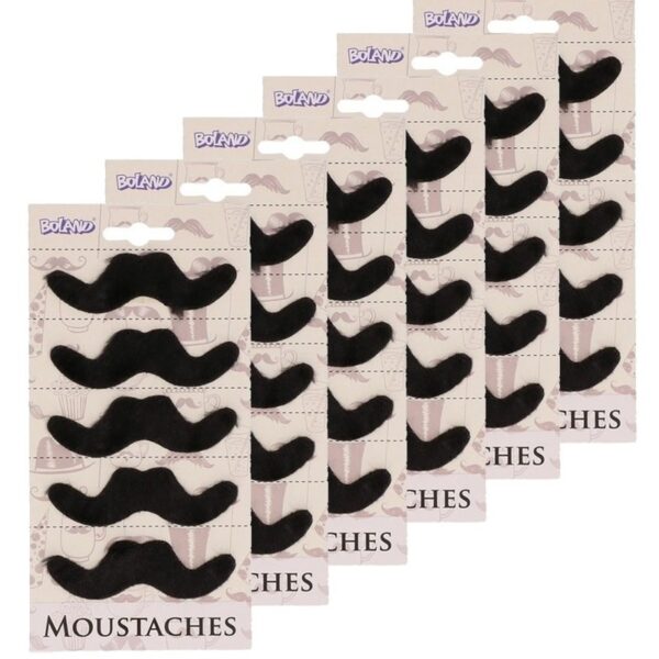 Boland Party Mexicaanse snorren - 30x - zwart -nepsnorren - plaksnorren