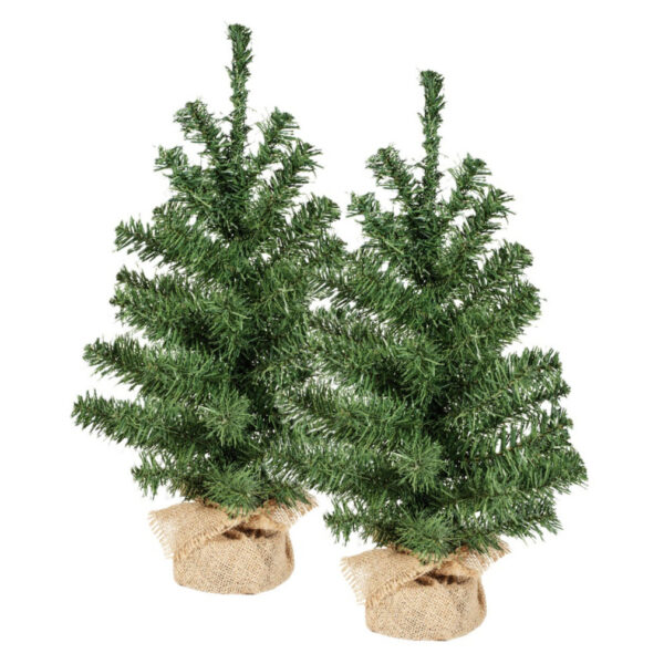 Everlands Everlands Mini kerstboompjes - 2x st - groen - 45 cm
