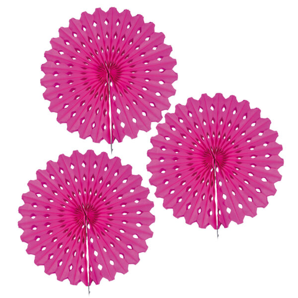 3x Decoratie waaier fuchsia 45 cm