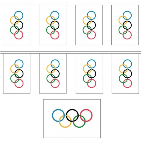 Olympische spelen vlaggenlijn - 2x - 9 meter - polyester - vlaggetjes - Olympics - versiering