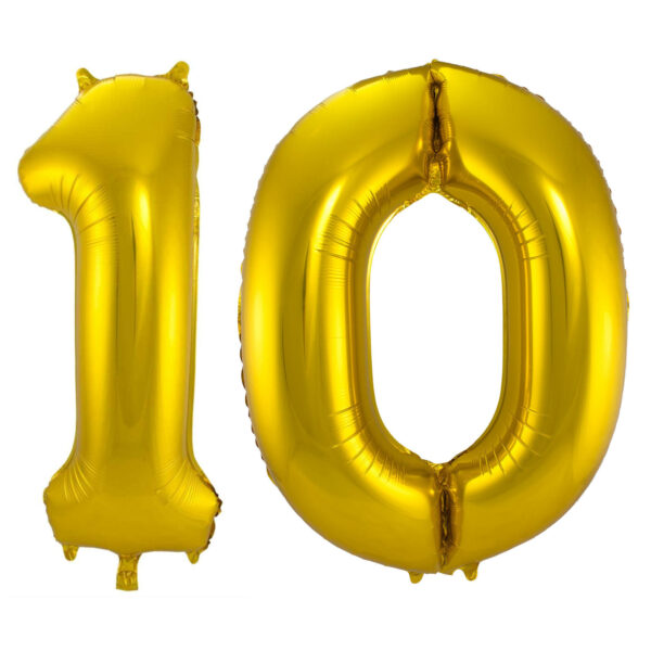 Leeftijd versiering grote ballonnen 10 jaar goud 86 cm
