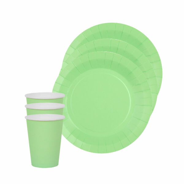 Santex 20x taart/gebak bordjes en bekertjes - mintgroen