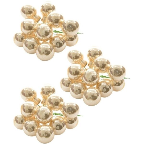 30x Parel mini kerststukjes insteek kerstballetjes 2 cm van glas -