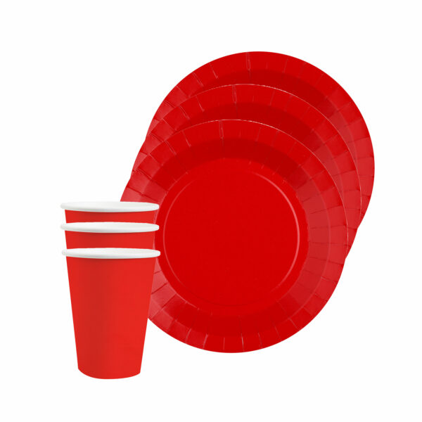 Santex 20x taart/gebak bordjes en bekertjes - rood