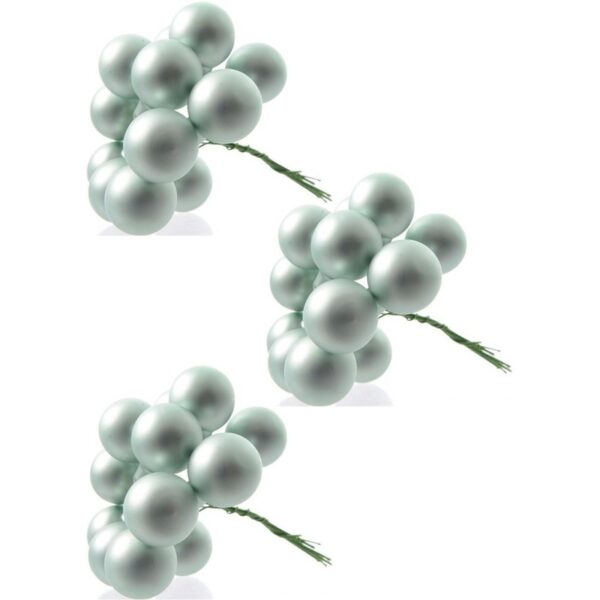 30x Mintgroene mini kerststukjes insteek kerstballetjes 2 cm van glas -