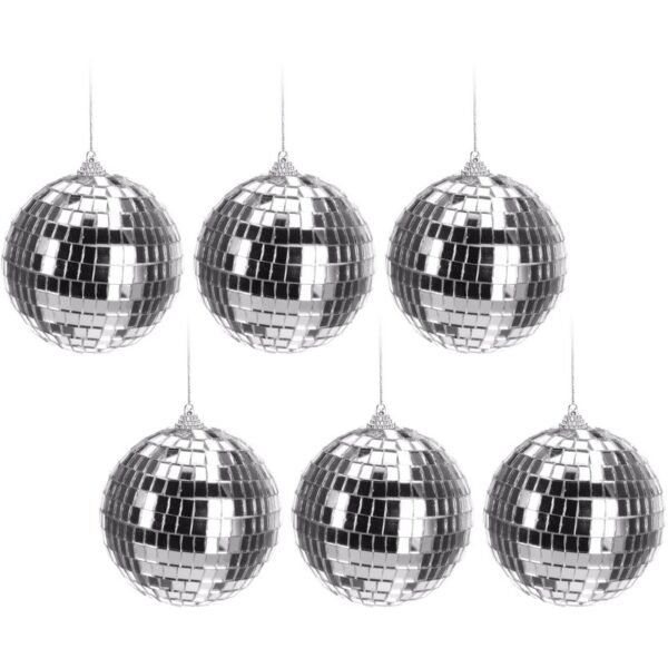 Kerstbal - 6x - discobal - zilver - D10 cm - piepschuim/glas - spiegelbol - kerstversiering