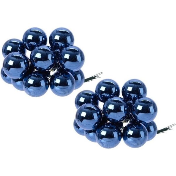20x Donkerblauwe mini kerststukjes insteek kerstballetjes 2 cm van glas