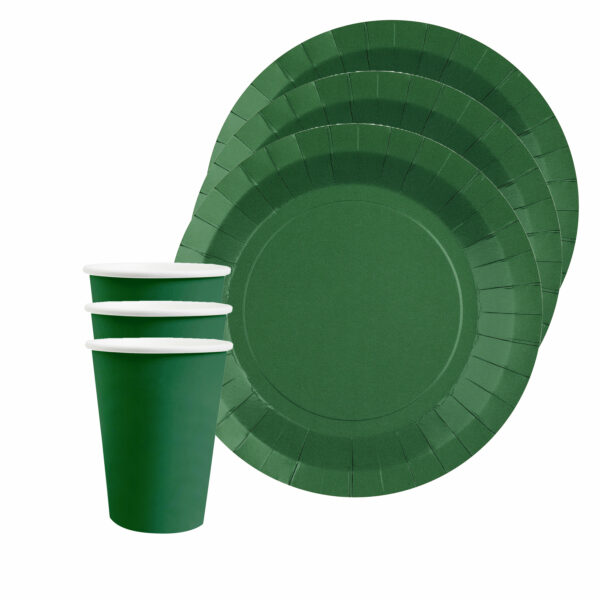 Santex 10x bordjes en bekertjes - donkergroen -