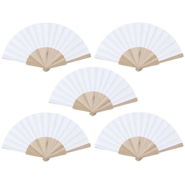 Spaanse waaier - 30x - wit - 42 x 23 cm - hout - verkoelend