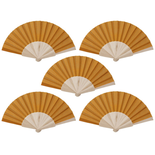 Spaanse waaier - 5x - oranje - 42 x 23 cm - hout - verkoelend
