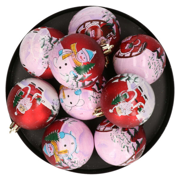 Gedecoreerde kerstballen - 18x stuks - rood - met kerst print - D6 cm -