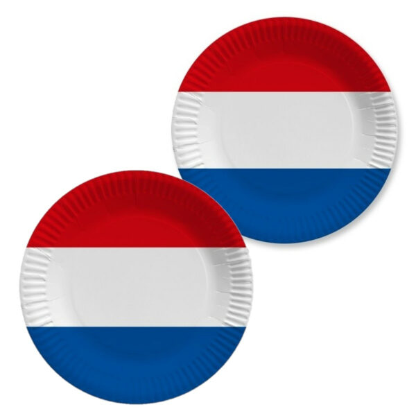 Gebaksbordjes vlag Frankrijk - 20x st - D23 cm - karton - Franse vlag bordjes