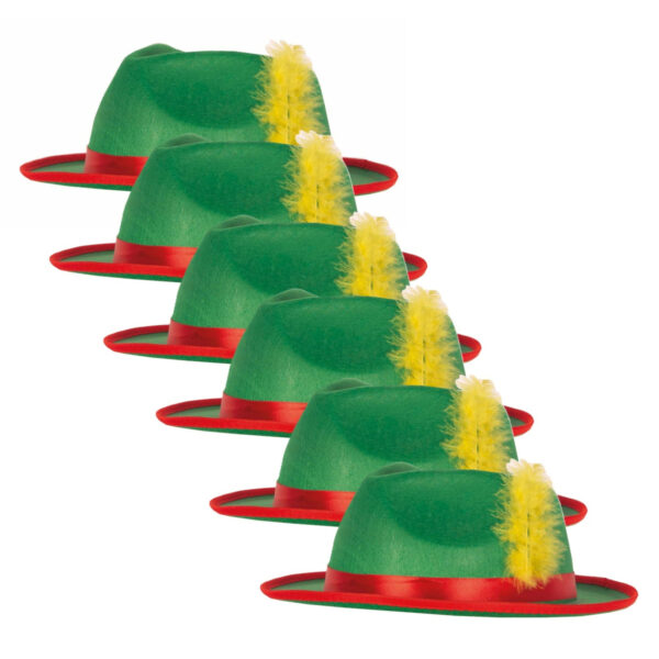 Oktoberfest verkleed hoedjes - 6x - groen - volwassenen - Tiroler