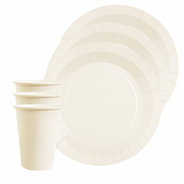 Santex 10x bordjes en bekertjes - wit -