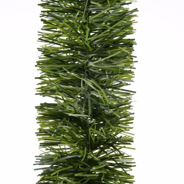 Decoris Kerstslinger - 1x - guirlande - groen - glanzend lametta - 270 cm