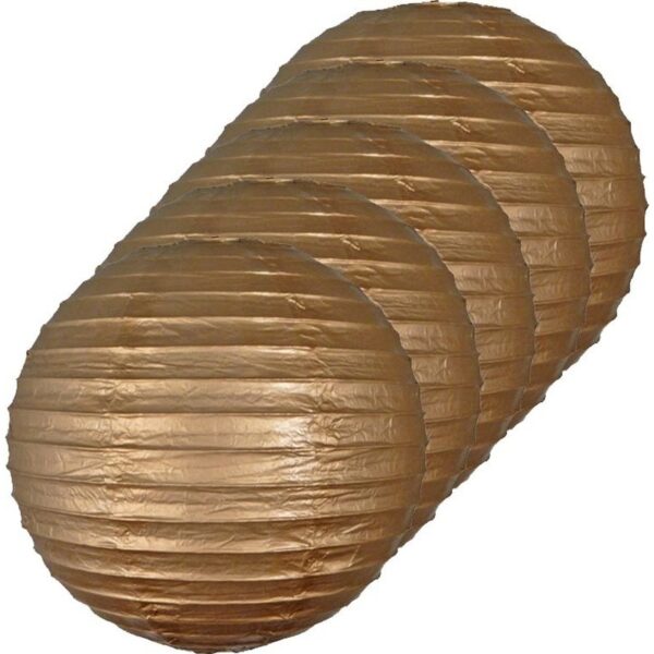 Luxe bol feest lampion - 5x - goud - dia 25 cm - papier