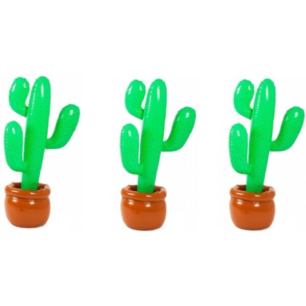 Opblaasbare cactus - 3x - in pot - 85 cm - opblaas cactus - decoratie -